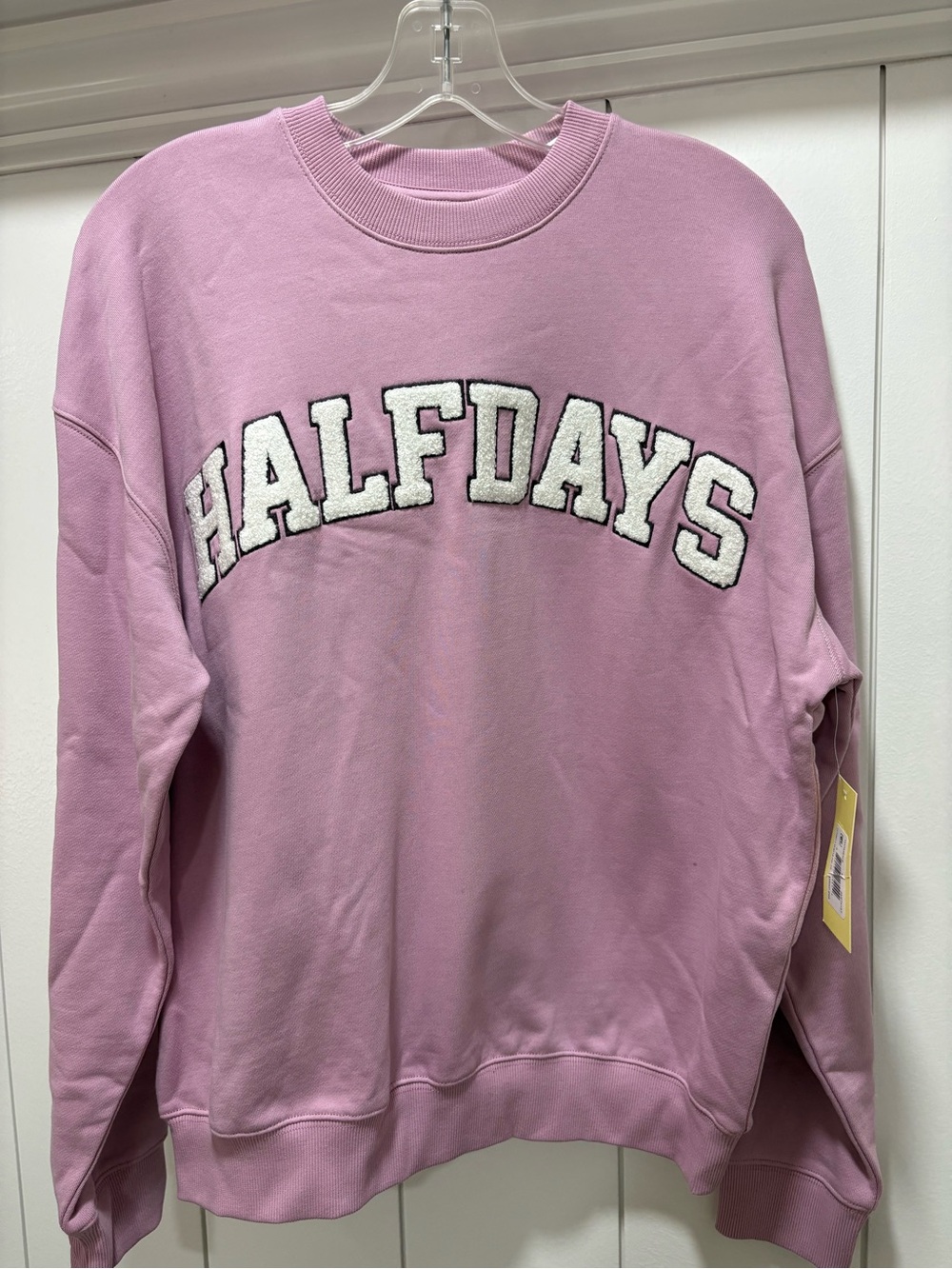 Halfdays Womens Ski Club Oversized Crewneck Sweatshirt Amethyst Purple XS New